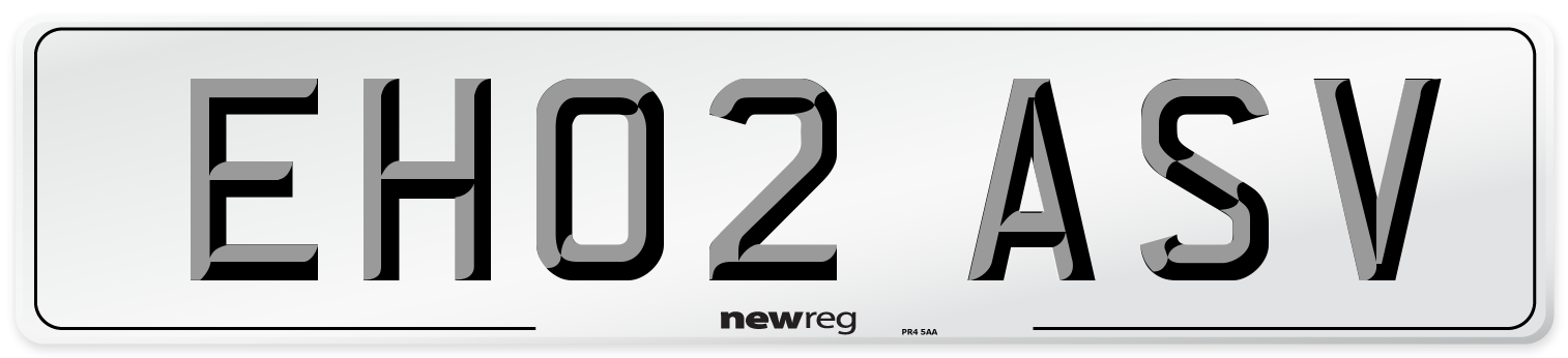 EH02 ASV Number Plate from New Reg